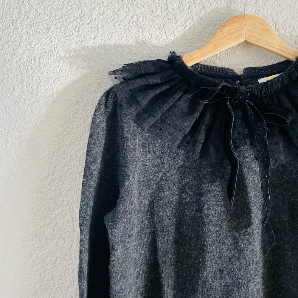 Boden Grey Tulle Ruffle Neck Sweater - Picture 2 of 12